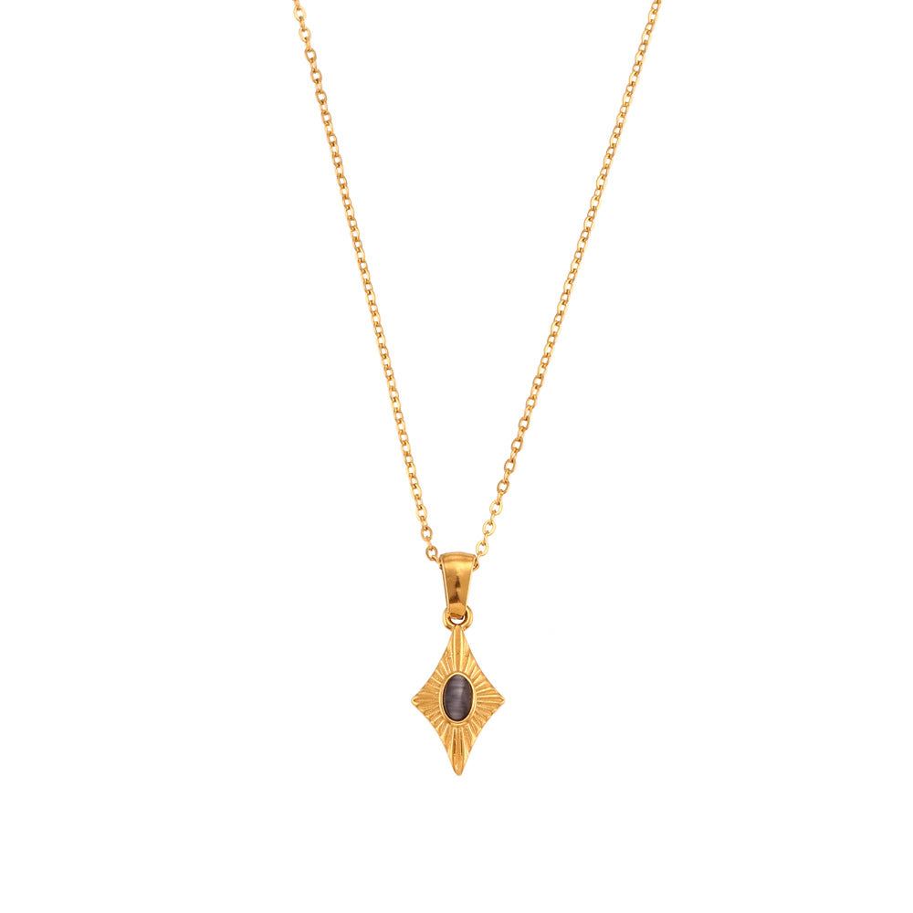Minimalist Fashion Stainless Steel Heart-Shaped Pendant Necklace with Titanium Steel Drop and Rhodium Plating for Women