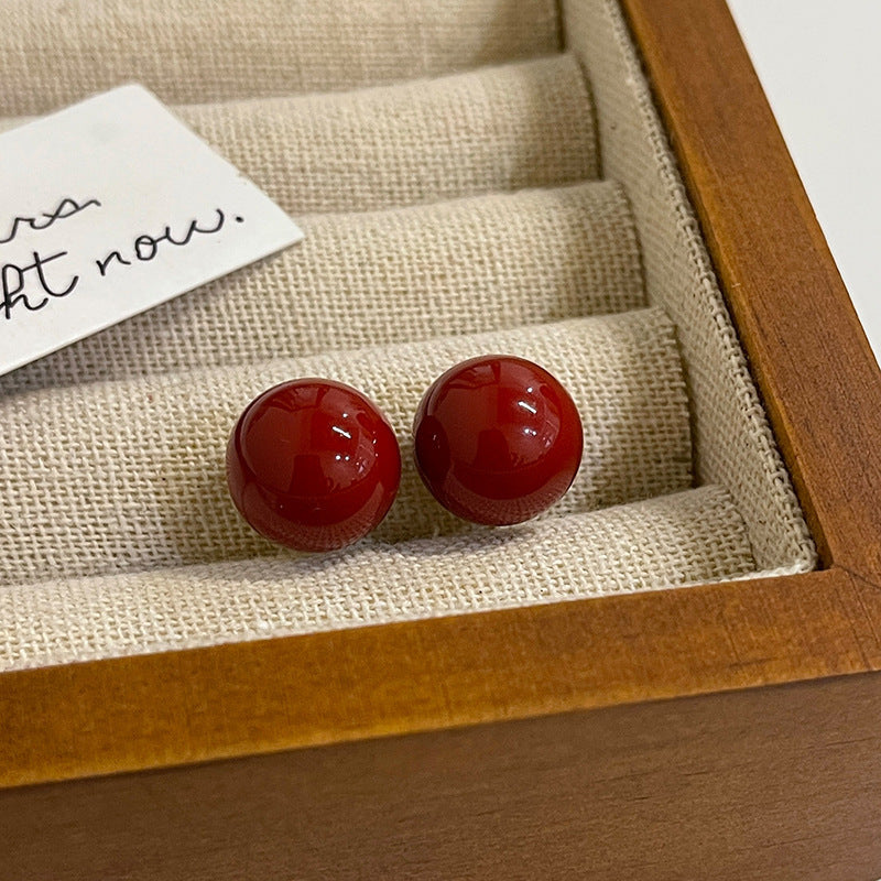 Elegant Geometric Earrings for Women with Enamel Finish in Copper and Stainless Steel Studs