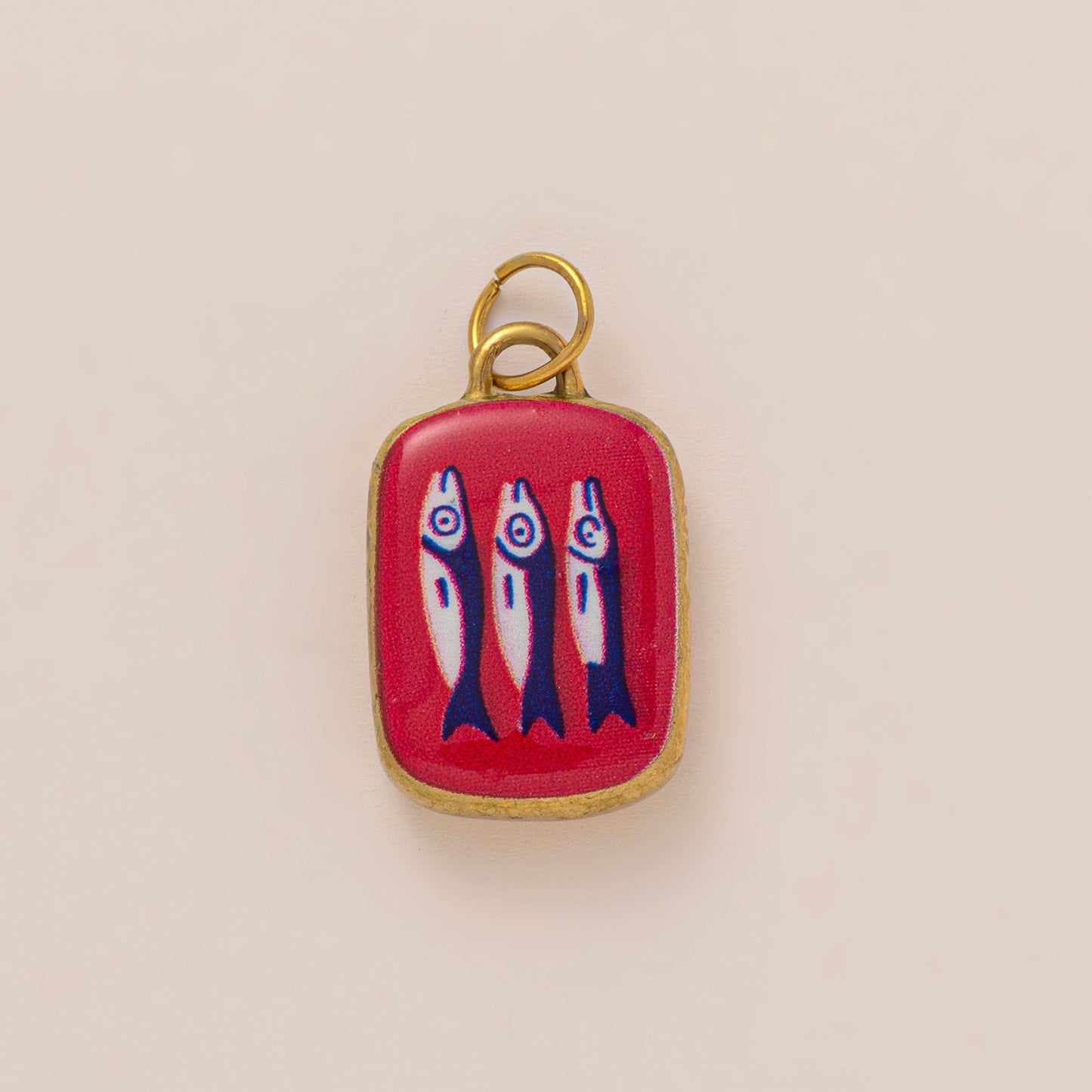 Vintage 18K Gold Plated Stainless Steel Irregular Canned Fish Charm Bar for Women