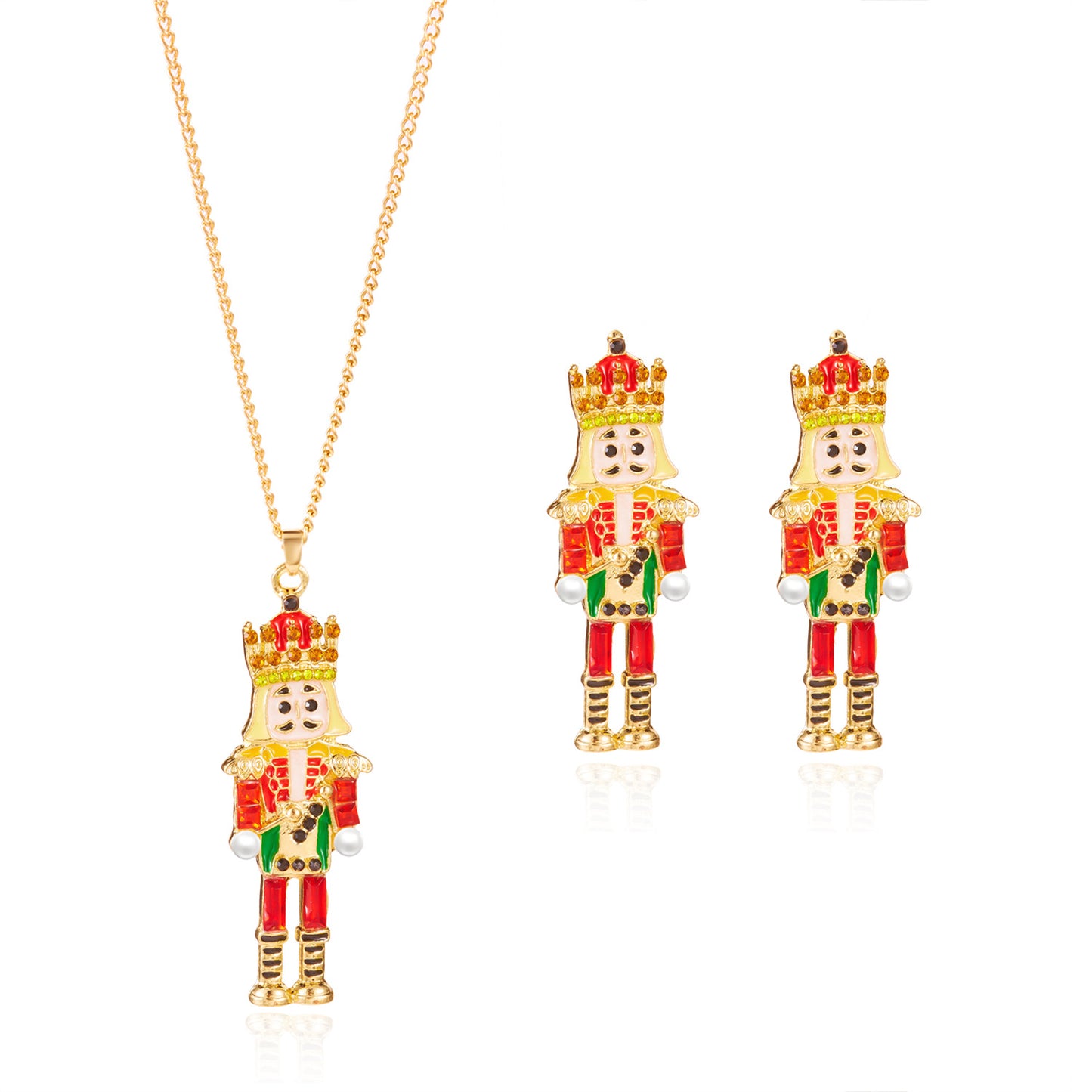 Collana Pendente Schiaccianoci a Tema Natalizio in Lega con Strass, Stile Dolce e Festivo per Feste Natalizie e Regali