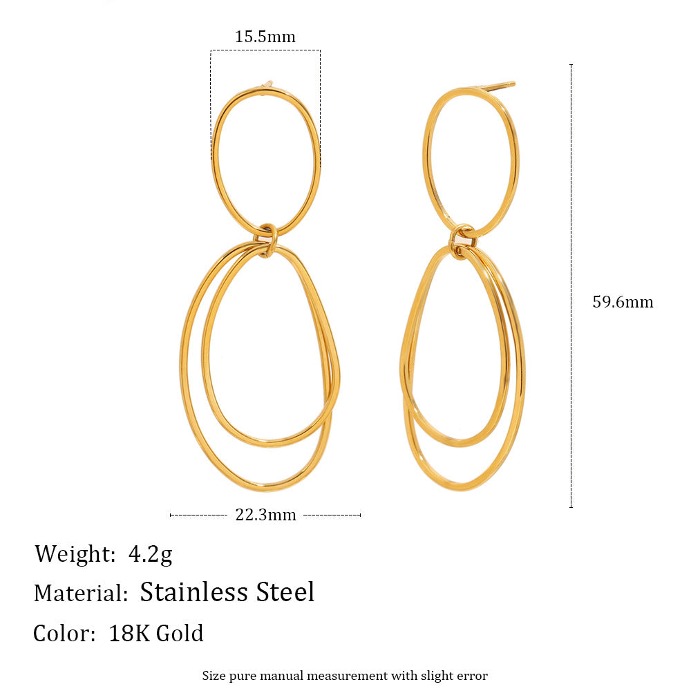 Orecchini Minimalisti Geometrici in Acciaio Inossidabile con Placcatura in Oro 18K da Donna