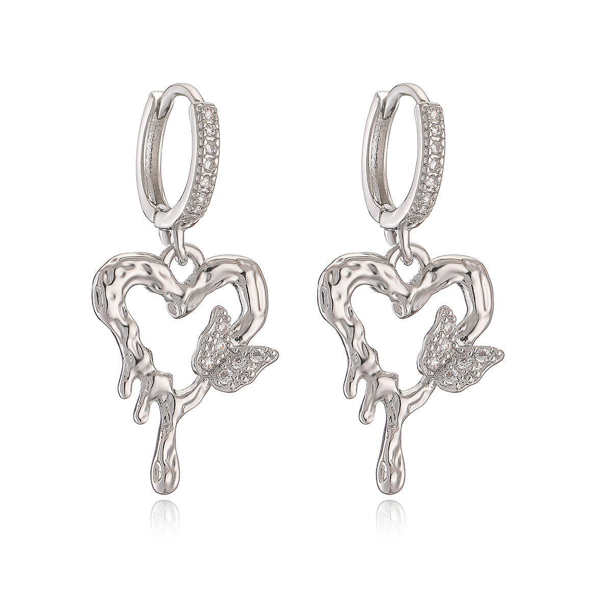 Orecchini a farfalla color rame stile vintage con zirconi intarsiati, da donna, gioielli per le orecchie in stile minimalista
