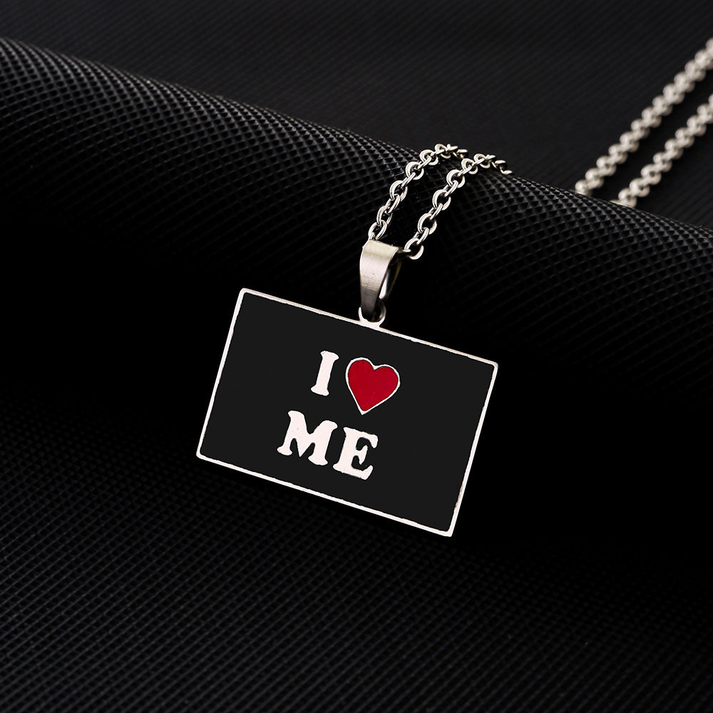 Elegant Geometric Stainless Steel Letter Pendant Necklace with Plated Finish for Men and Women