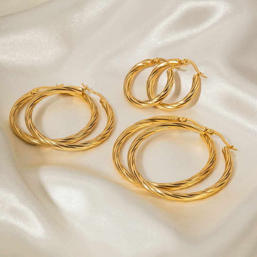 Minimalist Geometric Stainless Steel Ear Cuffs with 18K Gold Plating for Women Titanium Steel Hypoallergenic Fashion Earrings
