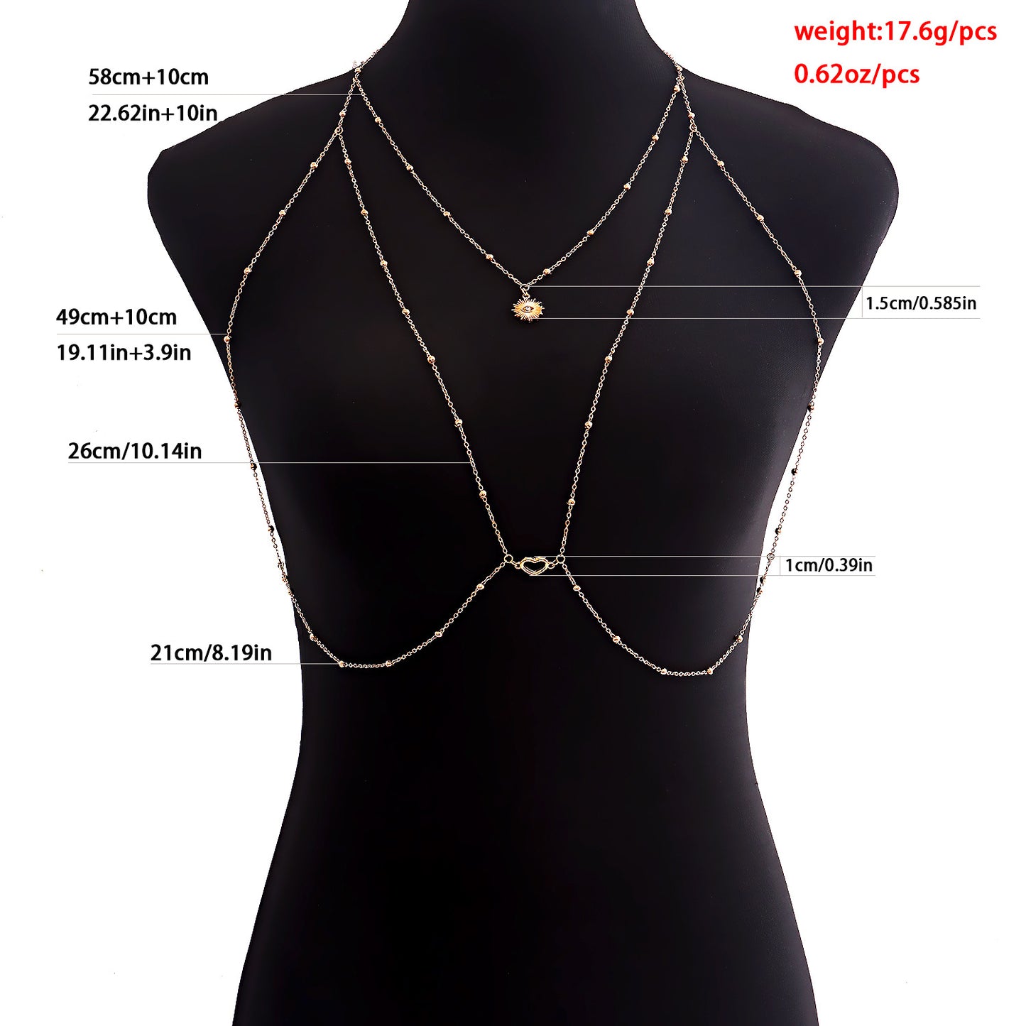 Minimalist Geometric Body Chain for Women with Alloy Beads and Plated Finish