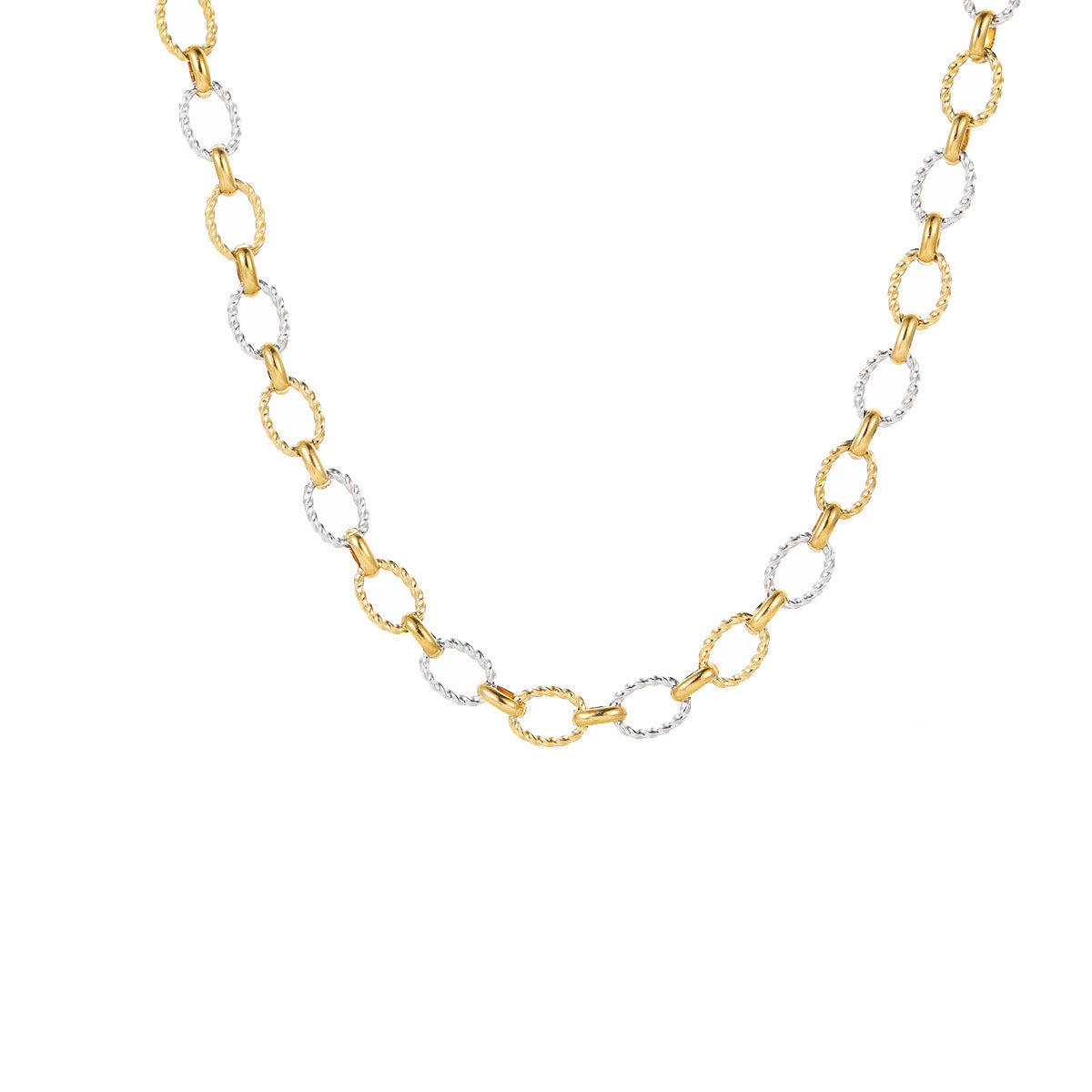 Fashionable Geometric Stainless Steel Plated 18K Gold Bracelet Necklace for Women