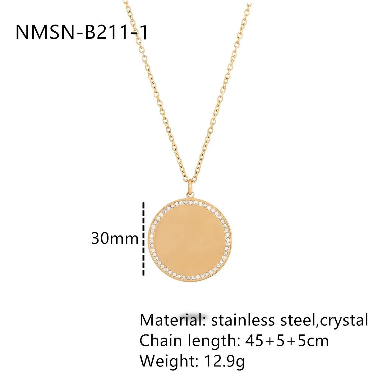 Collar Colgante Geométrico Redondo Minimalista para Mujer Acero Inoxidable con Incrustaciones de Zirconia Accesorio de Lujo Bañado