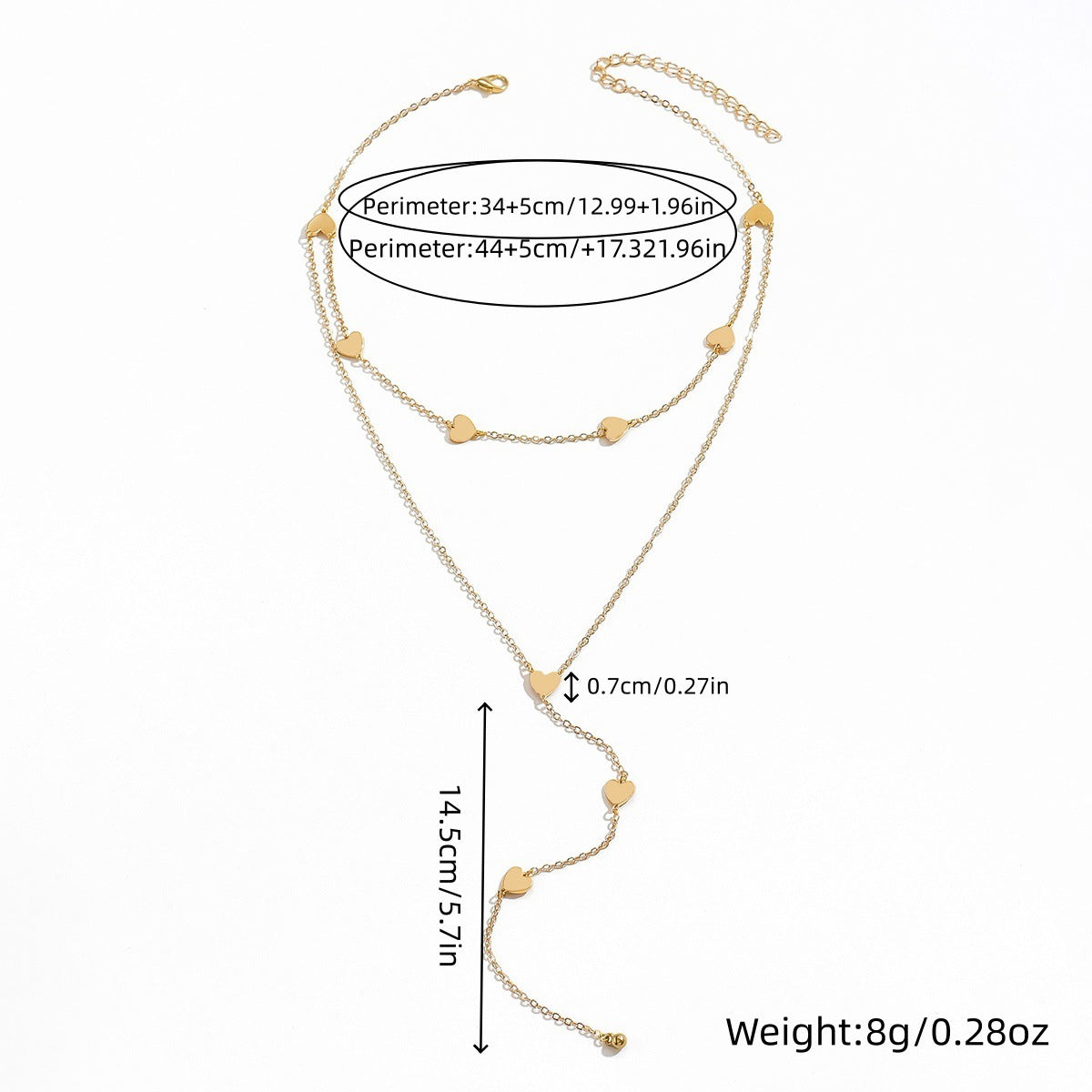 Minimalist Gold Plated Geometric Heart Pendant Long Tassel Necklace for Women