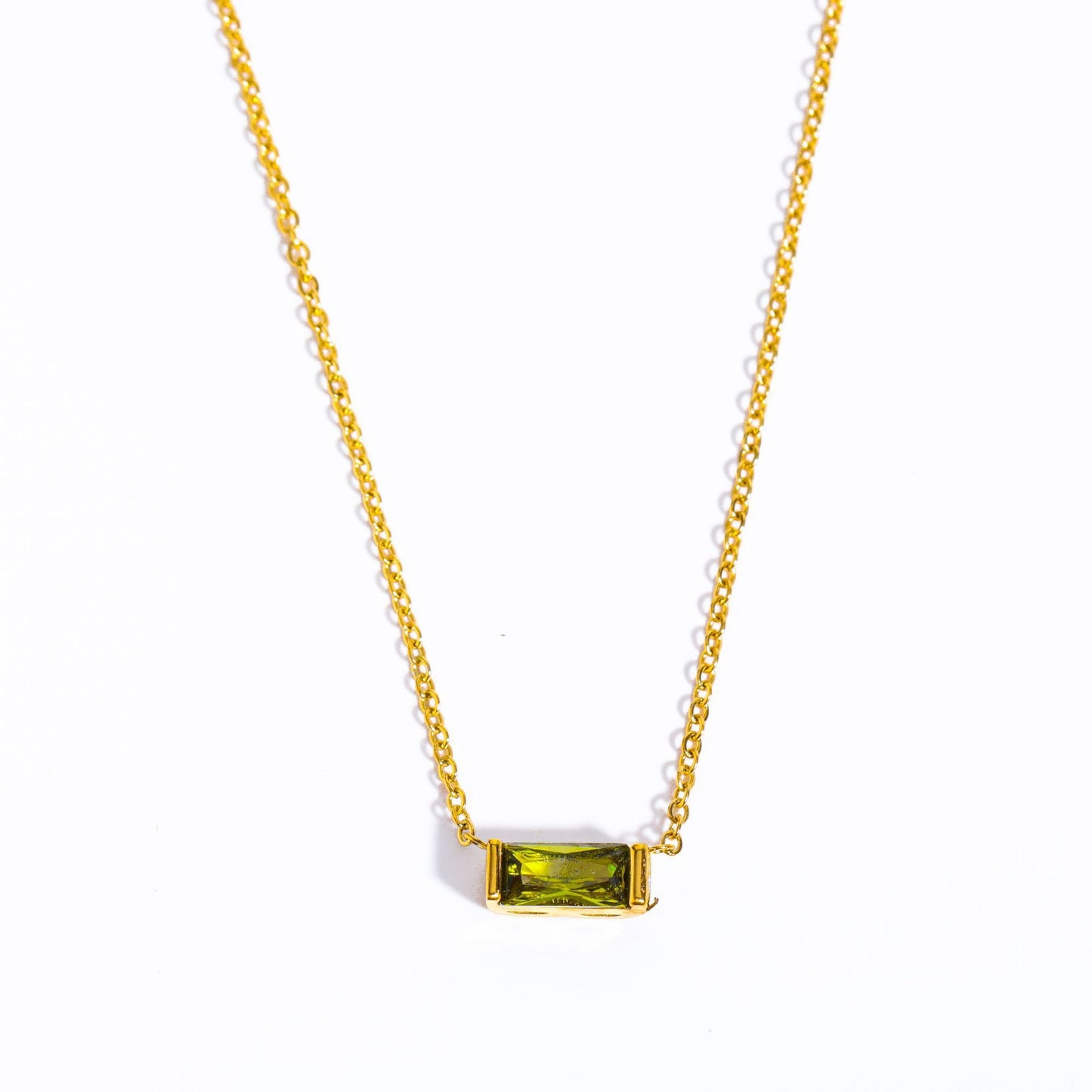Collana Geometrica Placcata in Acciaio al Titanio con Zirconia Cubica Pietra Portafortuna Unisex