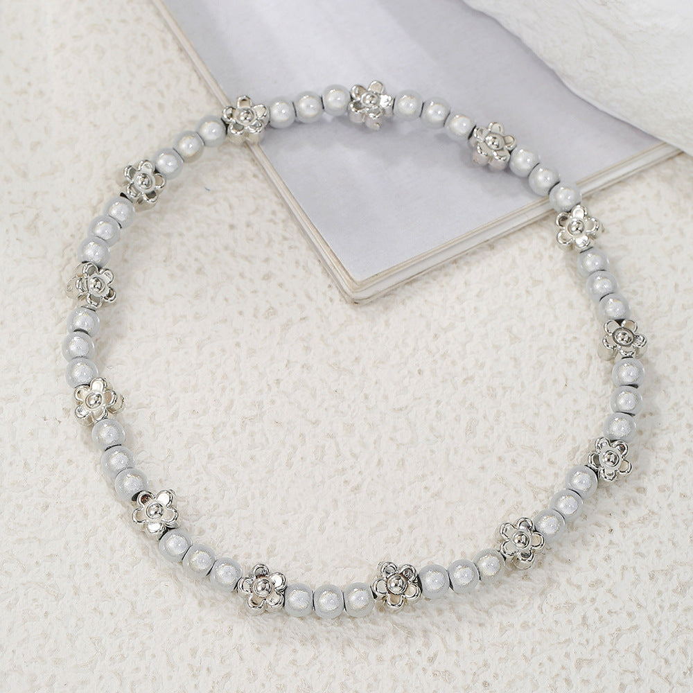 Minimalist Bohemian Geometric Iridescent Beaded Anklet for Women