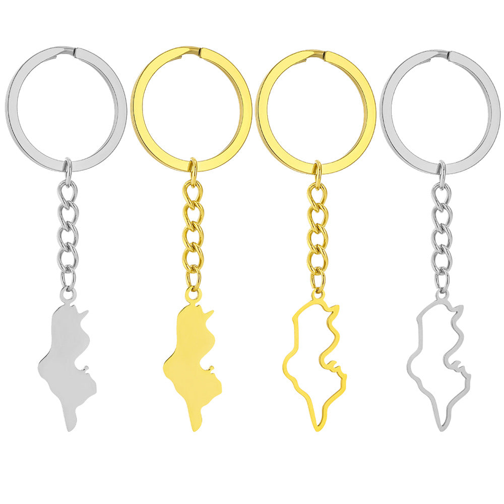 Colgante de llave tunecina minimalista de acero inoxidable con diseño calado para hombres y mujeres
