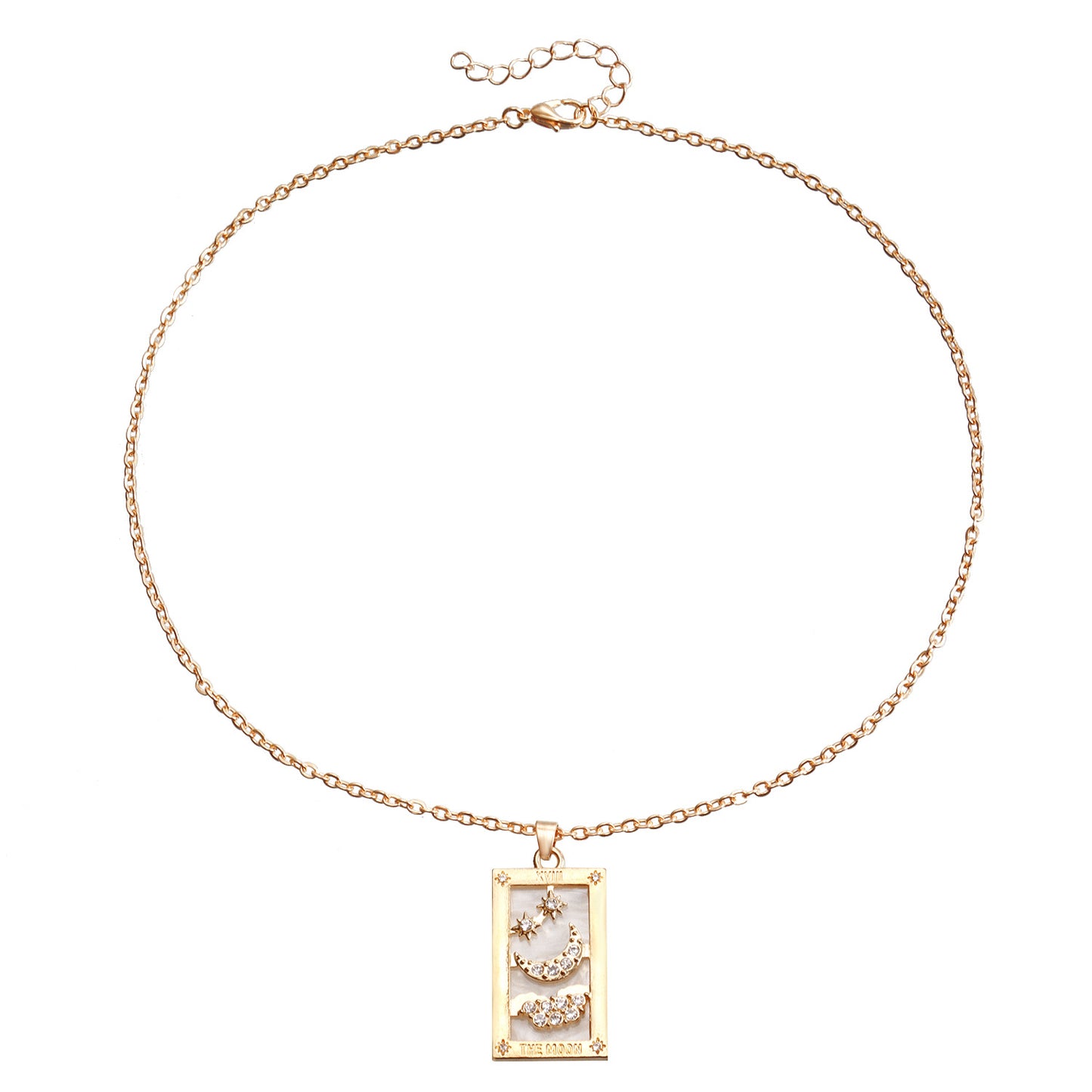 Minimalist Rectangular Tarot Pendant Necklace in Alloy with Plated Finish for Women