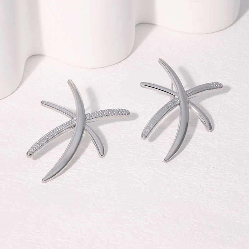 Minimalist Geometric Stainless Steel Stud Earrings with 18K Gold Plating for Women