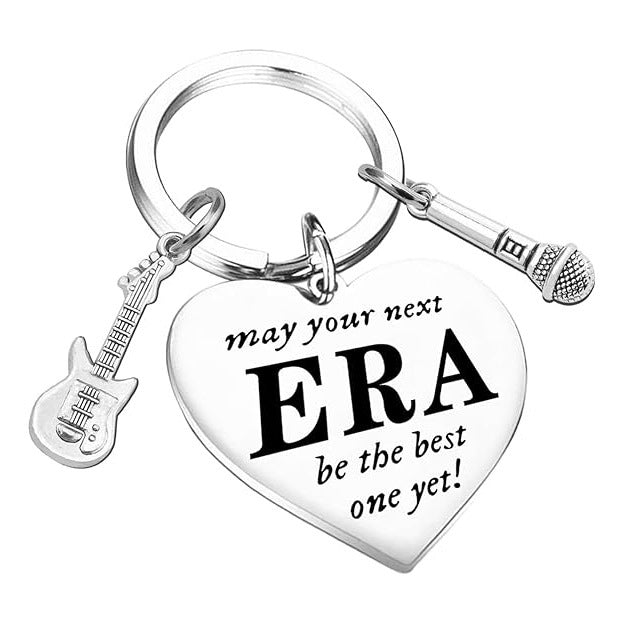 Minimalist Heart Shape Stainless Steel Keychain with Printed Pattern