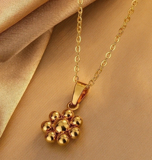 Elegant Titanium Steel Plated Multi-Layer Necklace with Heart Star Floral Geometric and Letter Pendants for Women