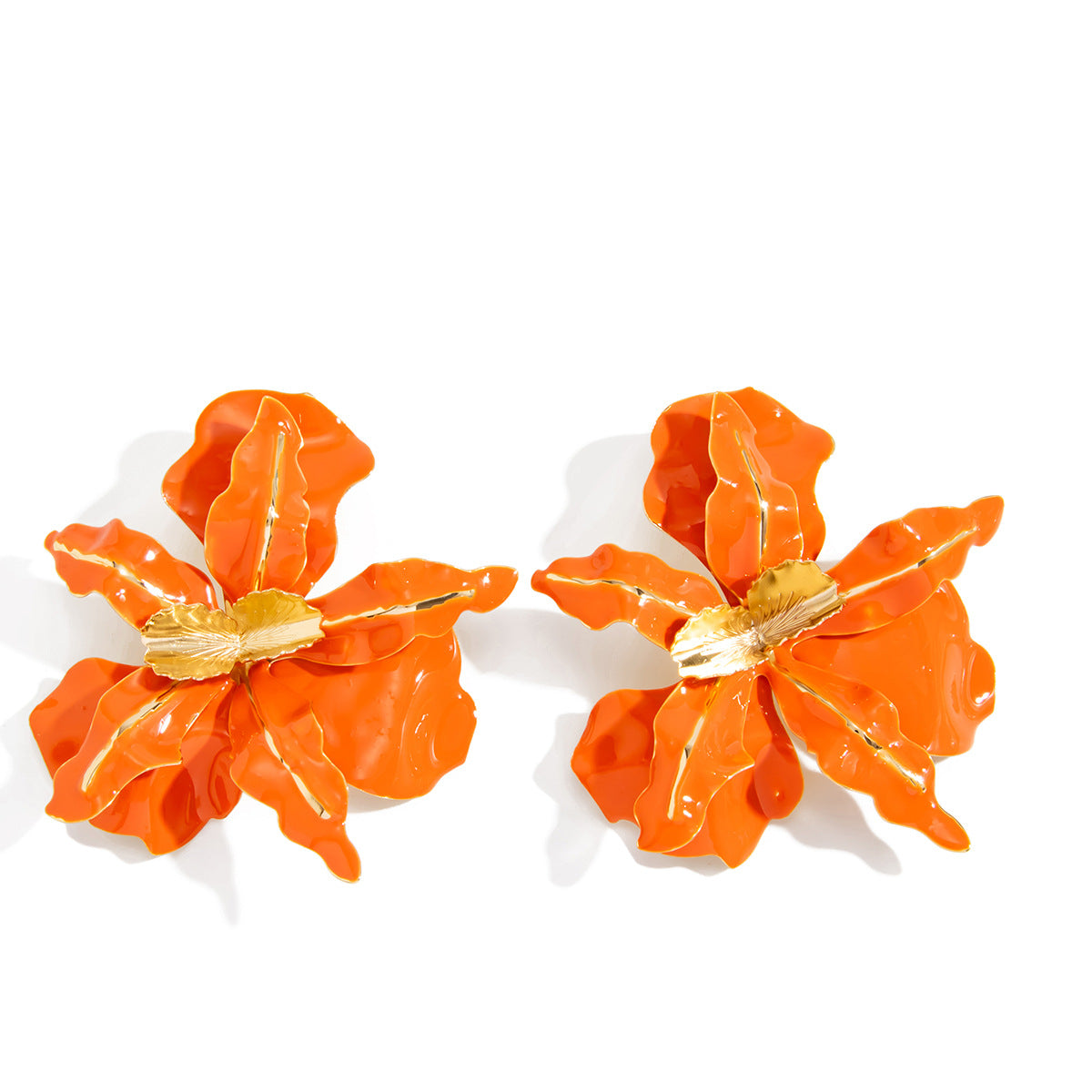 Elegant Luxury Exaggerated Floral Drip Oil Iron Earrings for Women