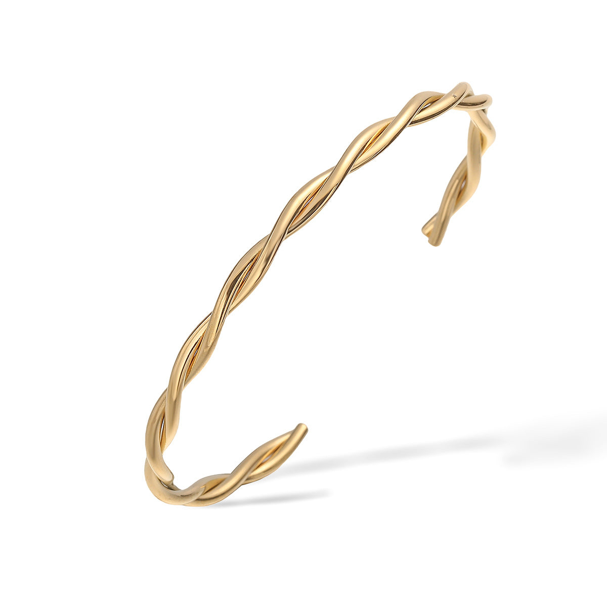 Minimalist Irregular C-Shaped Stainless Steel Bracelet for Women with 18K Gold Plating