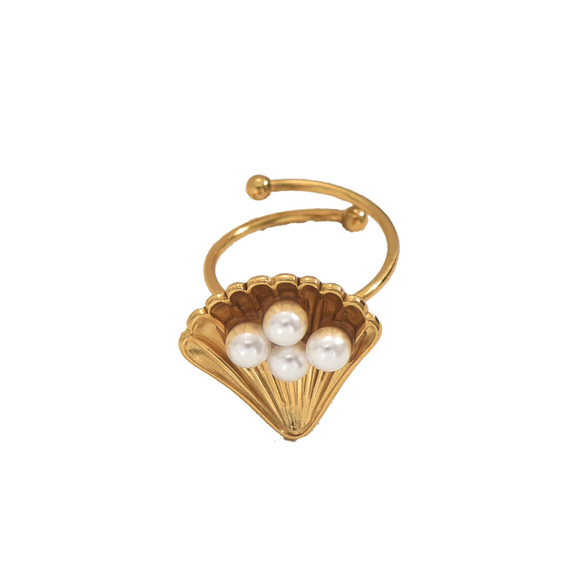 Tobillera minimalista para mujer, con forma de concha, incrustaciones de perlas y base de cobre