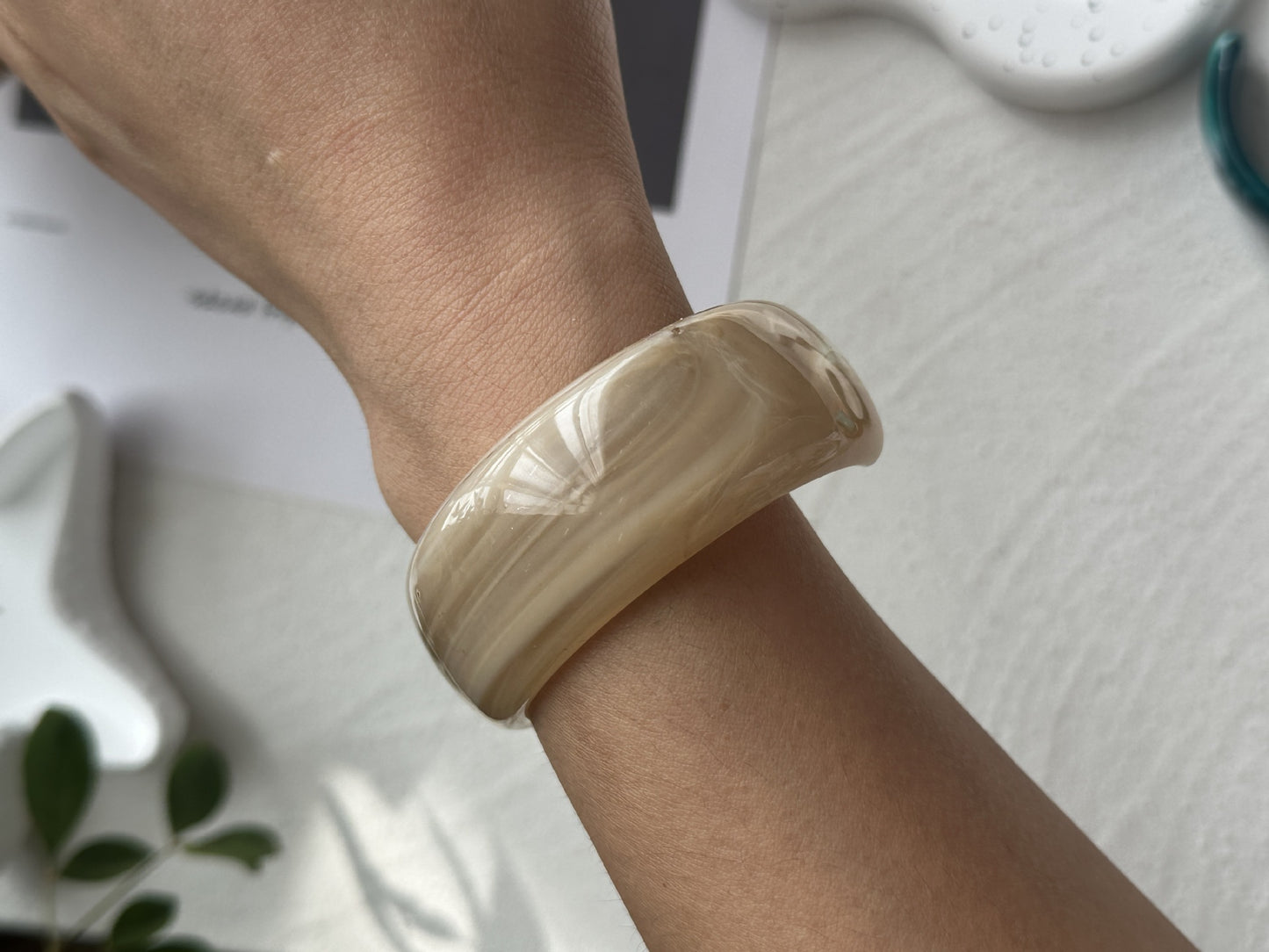 Gradient Geometric Acrylic Drip Oil Wide Bangle Bracelet