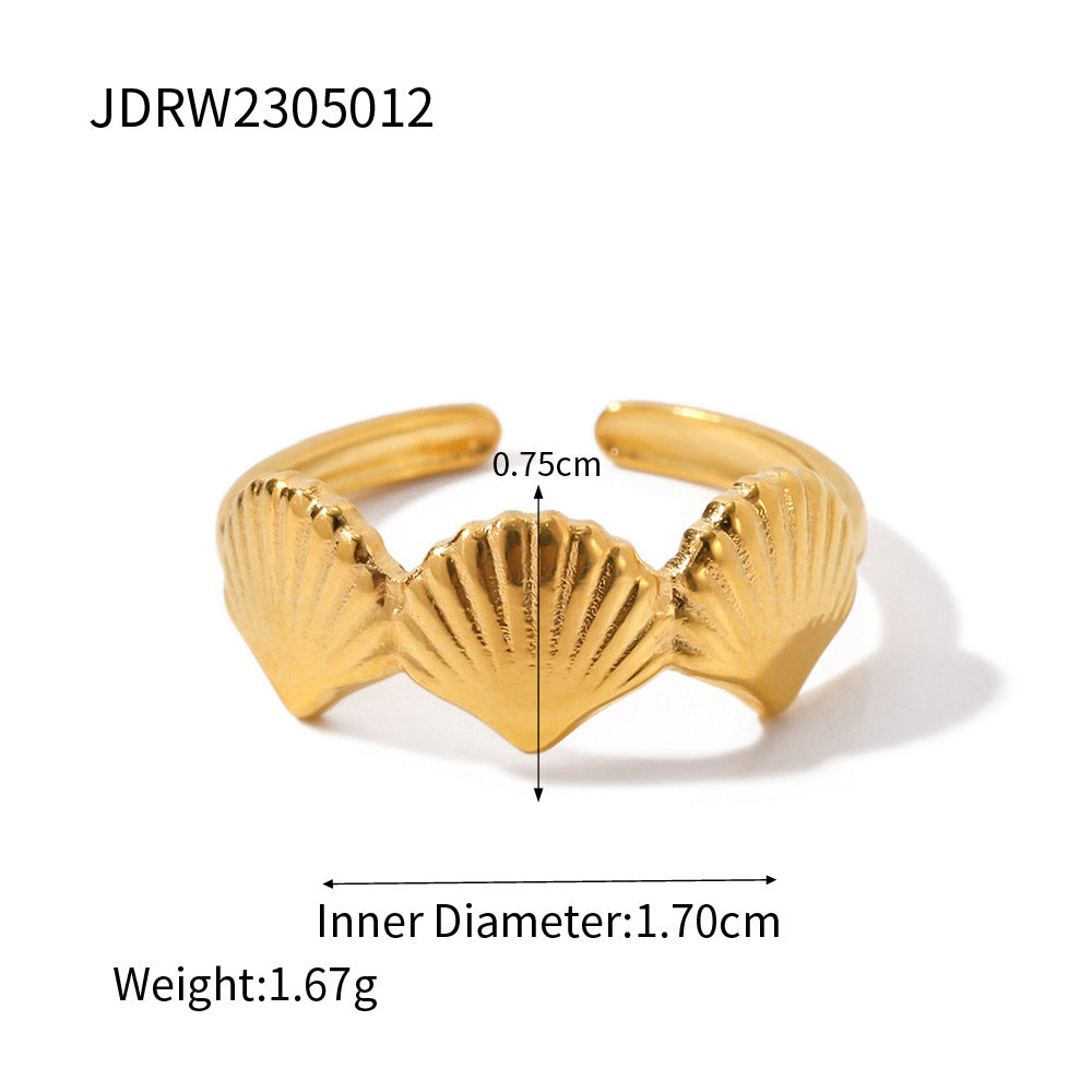 Anillo minimalista geométrico de acero inoxidable con baño de oro para uso unisex