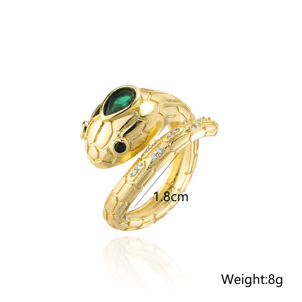 Punk Style Geometric Copper Ring with 18K Gold Plating for Women