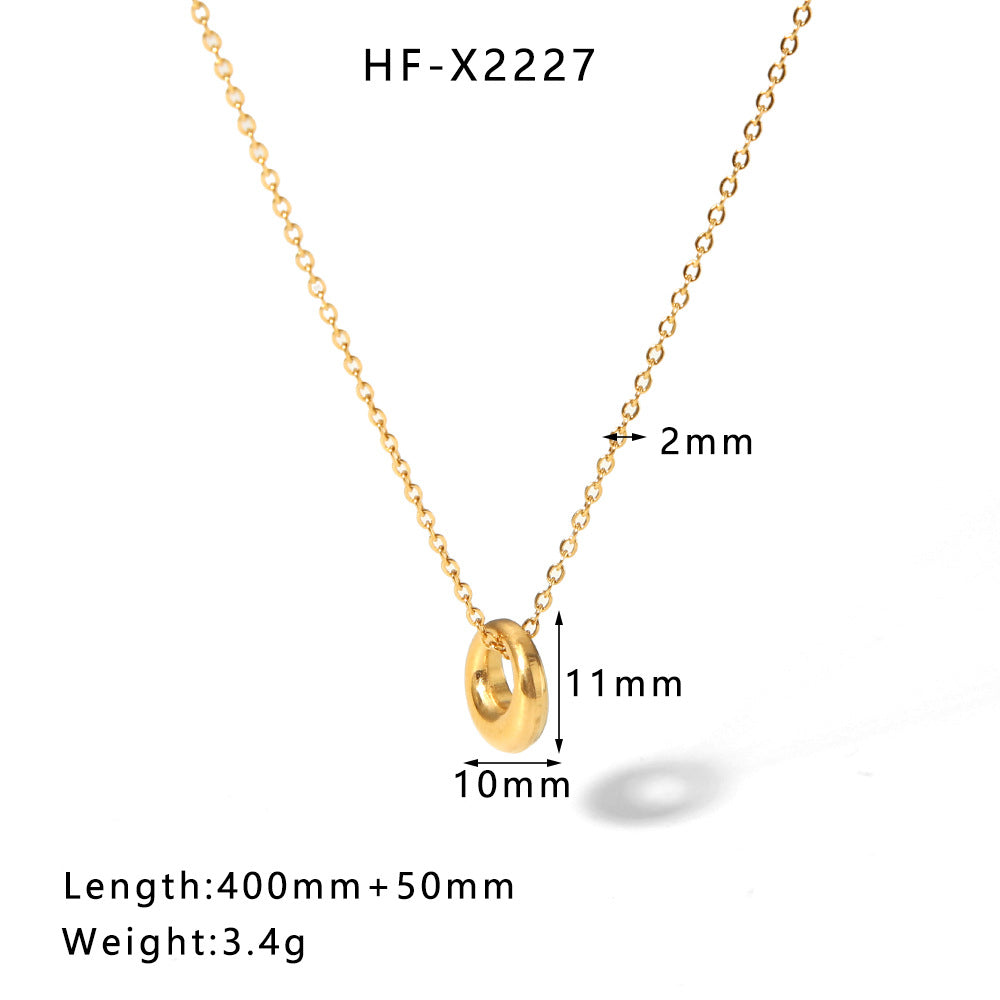 Minimalist Heart-Shaped Titanium Steel Necklace with Pearl and Shell Pendant, Gold-Plated, Fringe Detail, Unisex Fashion Jewelry