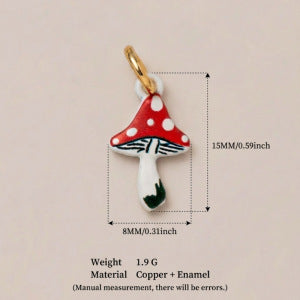 Vintage 18K Gold Plated Brass Animal Mushroom Drip Oil Charm Bar