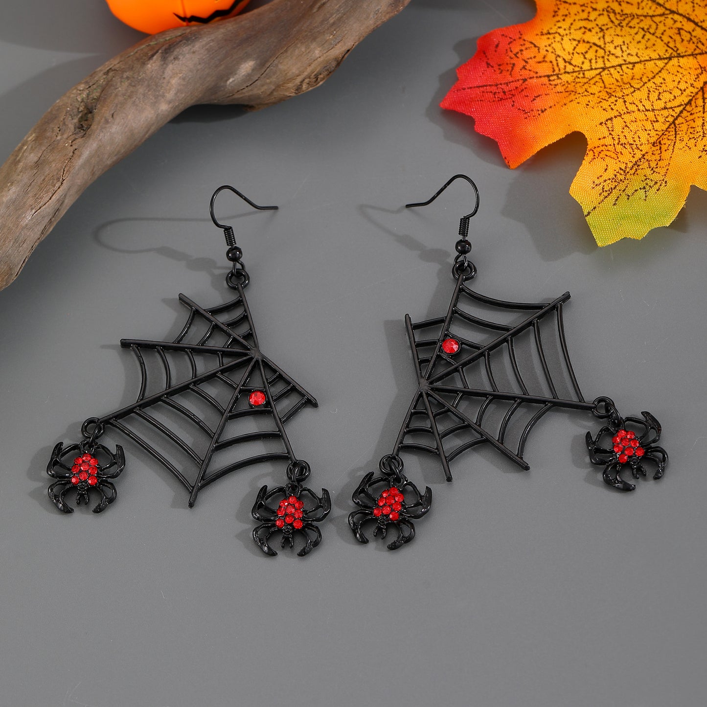 Pendientes colgantes de murciélago y araña estilo gótico para mujer, pendientes de aleación de zinc galvanizados, declaración de moda oscura para Halloween