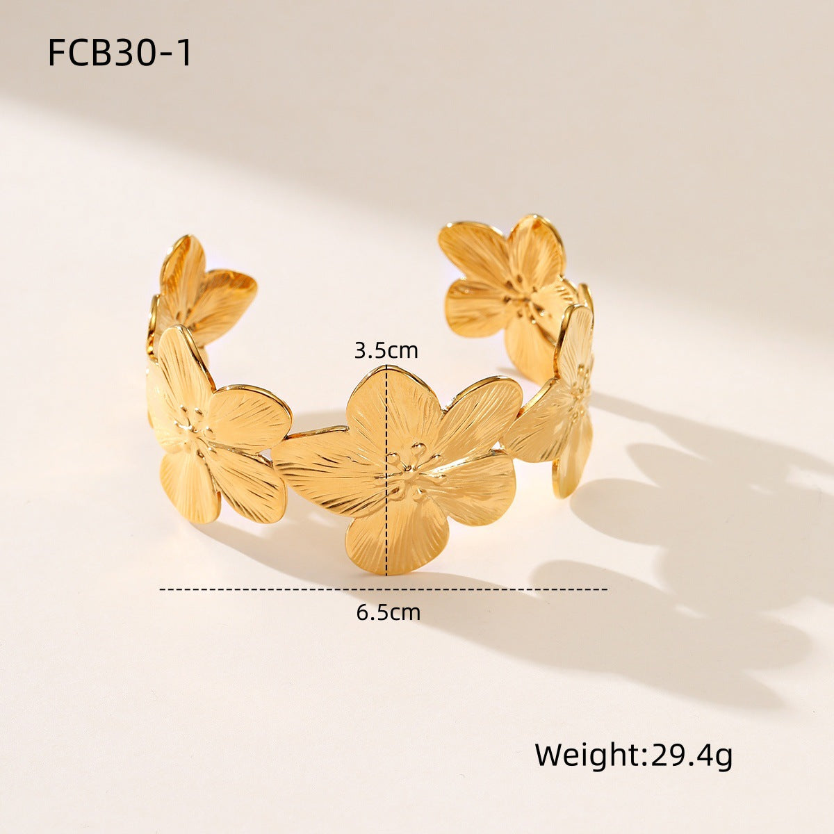 Floral Style Petal-Shaped Stainless Steel Bracelet with Plated Finish for Women
