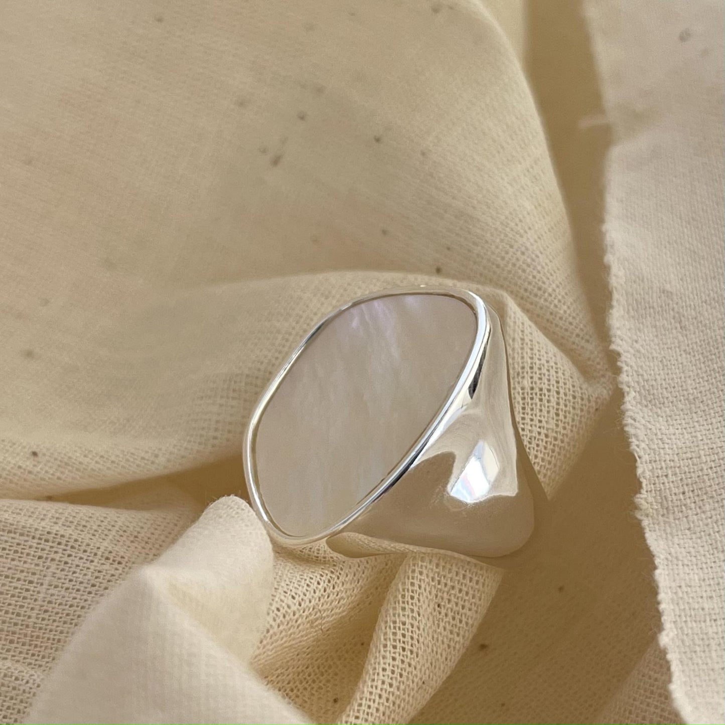 Anello da donna minimalista Streetwear in argento Sterling 925 con intarsio in conchiglia di madreperla