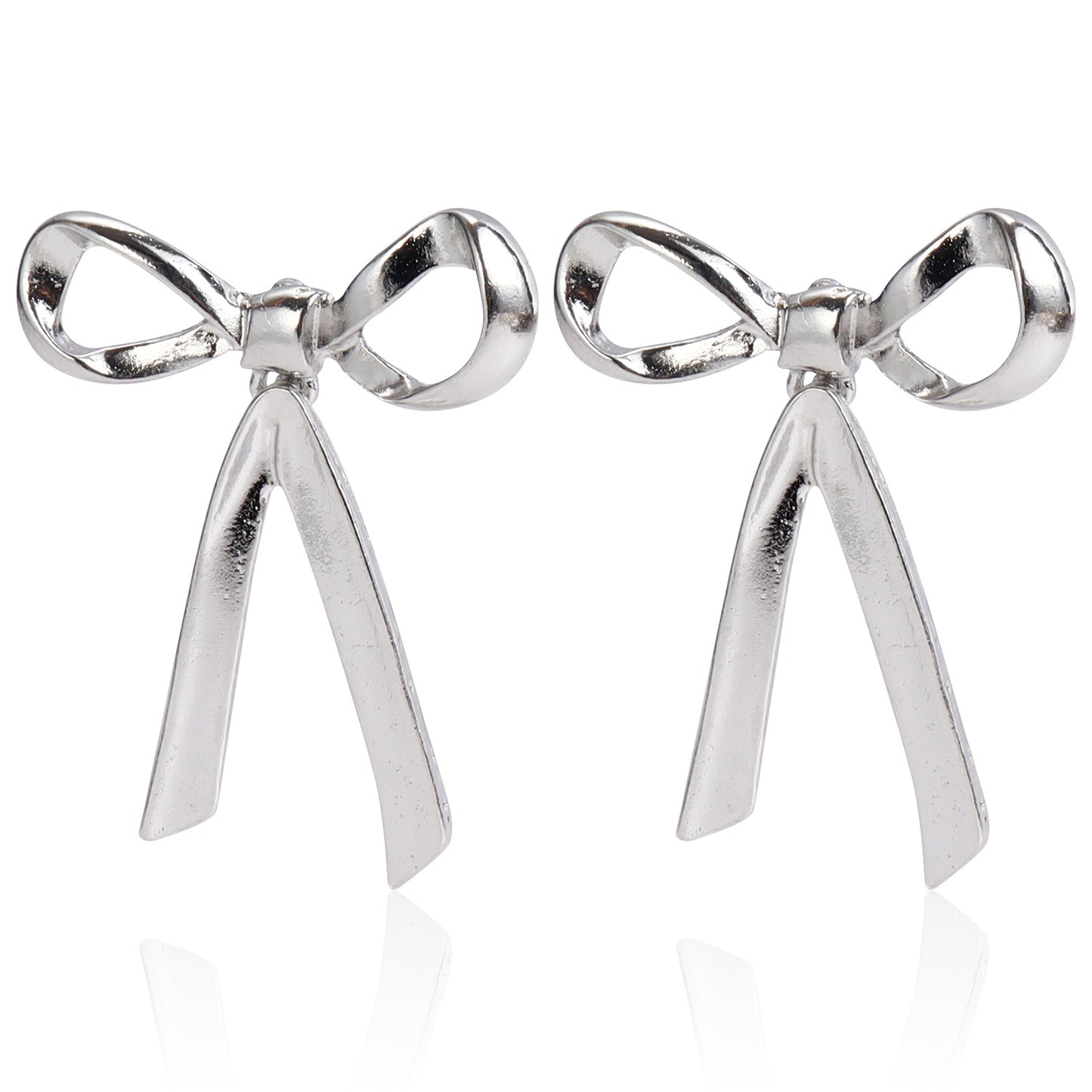 Geometric Bowknot Earrings for Women Alloy Electroplated Moon Motif Fashionable Everyday Ear Studs