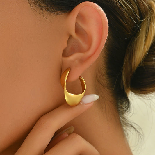 Elegantes Pendientes Geométricos Irregulares de Acero Inoxidable con Baño de Oro para Mujer