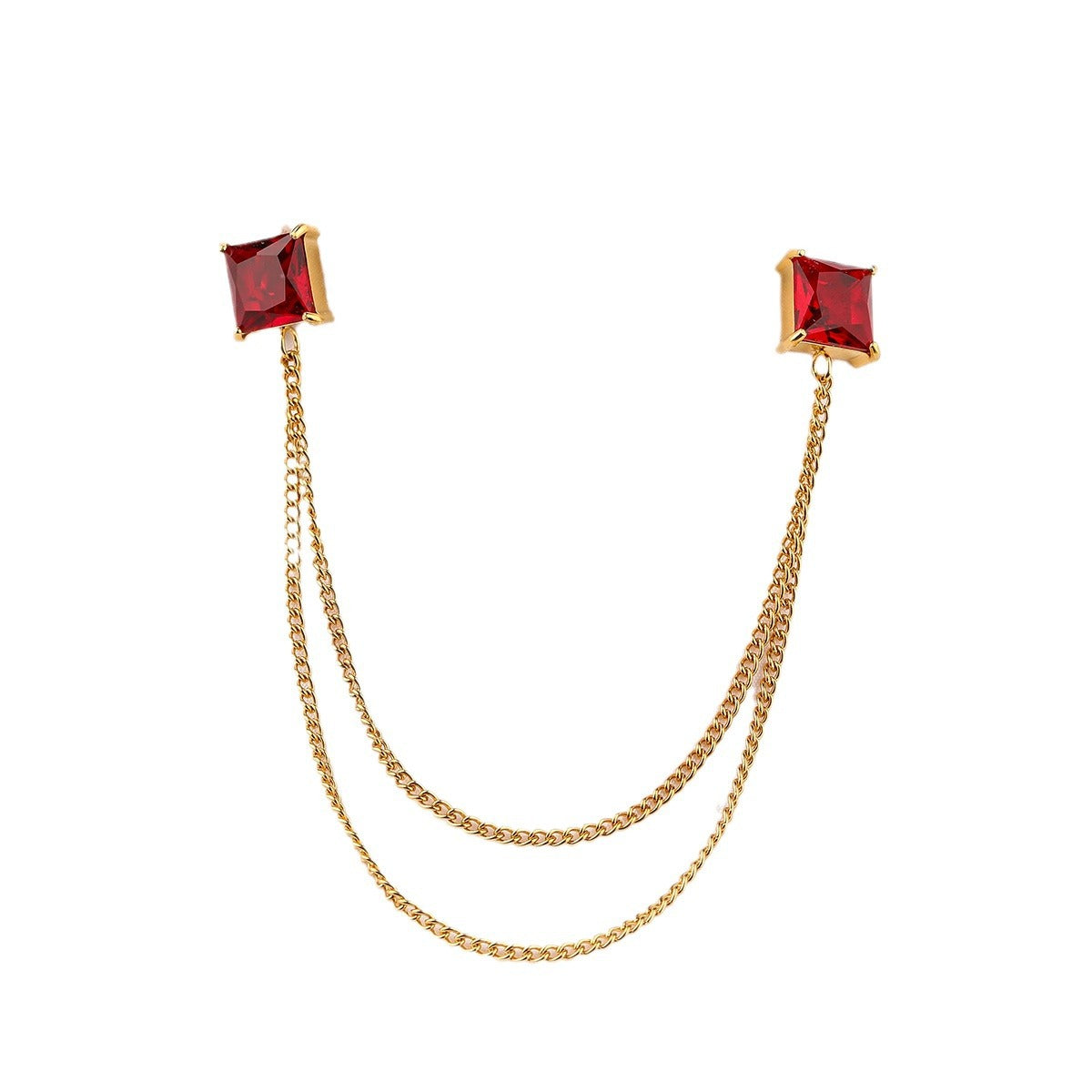 Gemelli alla moda geometrici in acciaio inossidabile con intarsio di zirconi per uomo e donna, accessorio per camicia placcato di alta qualità