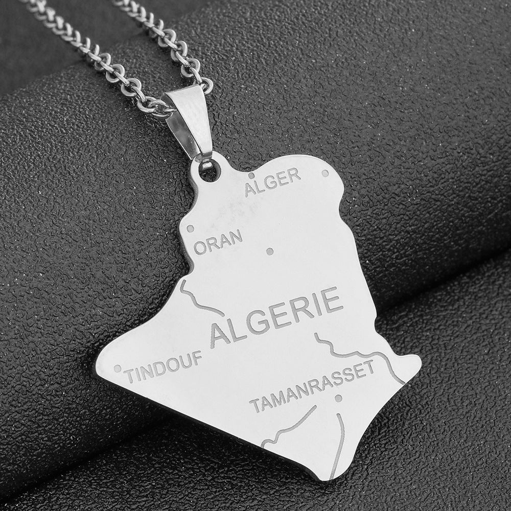 Collana pendente geometrica vintage in acciaio inossidabile con finitura smaltata unisex
