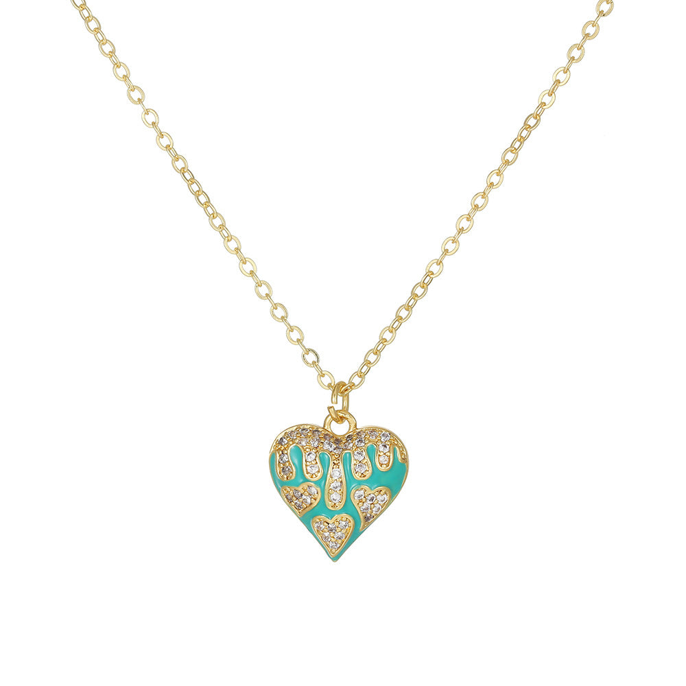 Elegant Heart Brass Micro-Paved Cubic Zirconia Pendant Necklace for Women