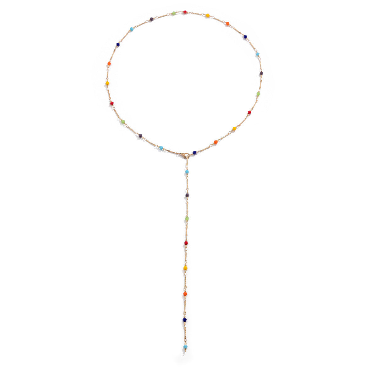 Collana a Y con Ciondolo in Lega e Intarsio di Cristallo Geometrico Minimalista in Ottone per Donne