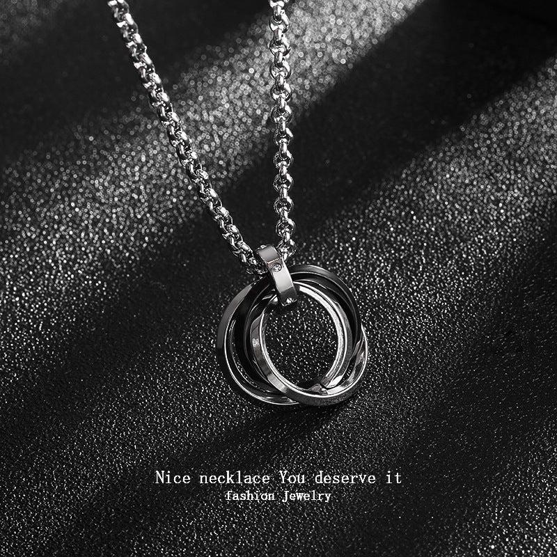 Collar Minimalista de Acero de Titanio Geométrico con Acabado Pulido para Hombre y Mujer con Colgante de Cadena O