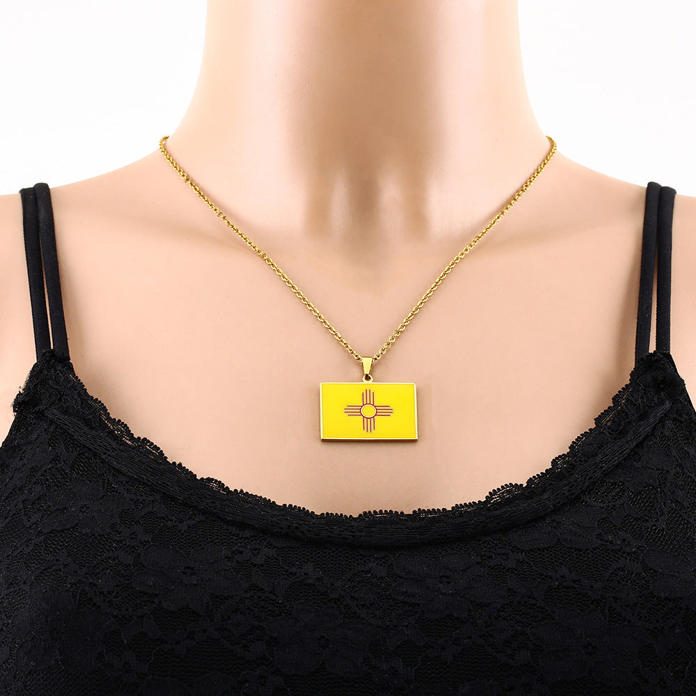 Collar de Acero Inoxidable Minimalista Geométrico con Acabado al Vacío para Uso Informal y Casual de Negocios Unisex