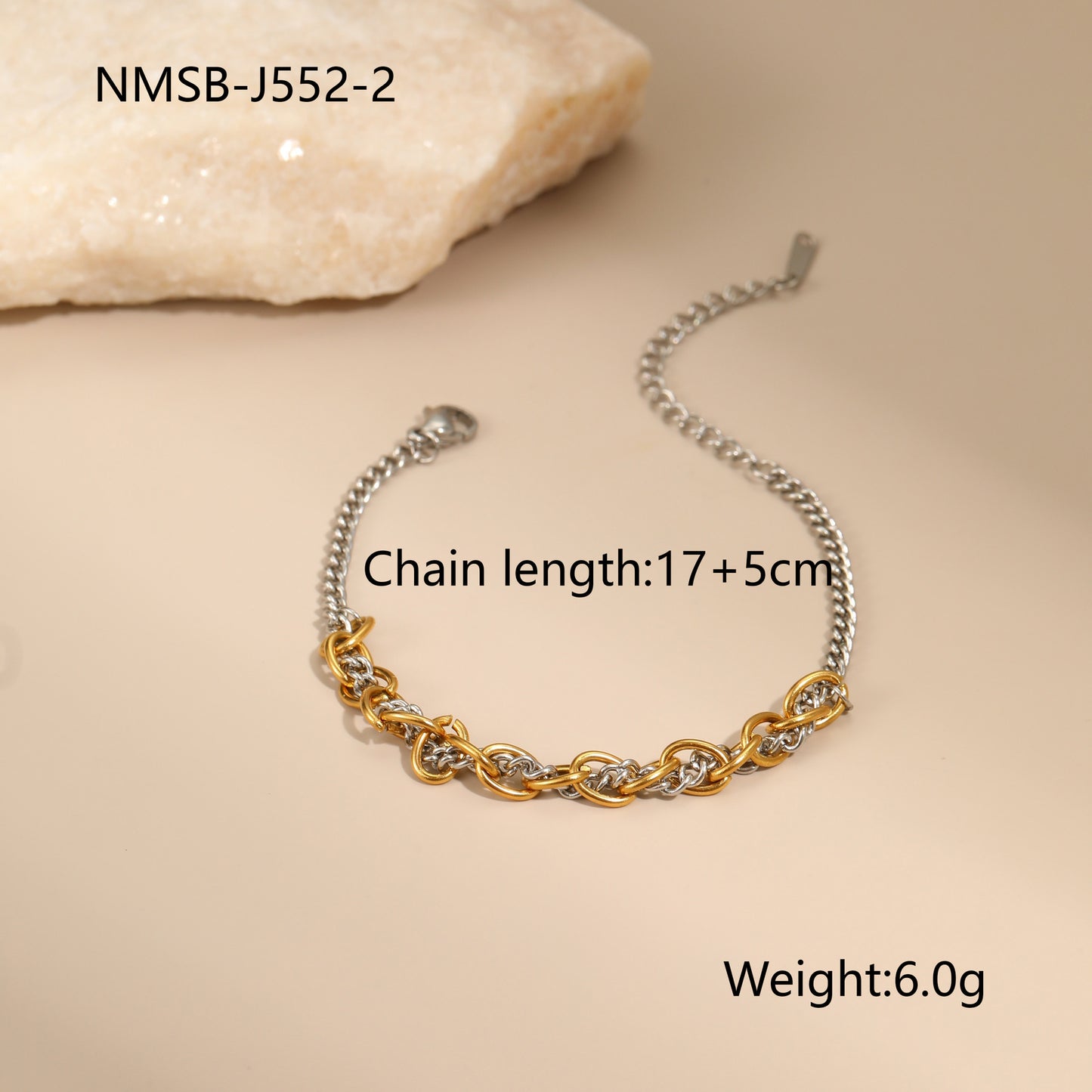 Collar geométrico de acero inoxidable a la moda con acabado chapado en oro de 18 quilates y plata para mujer