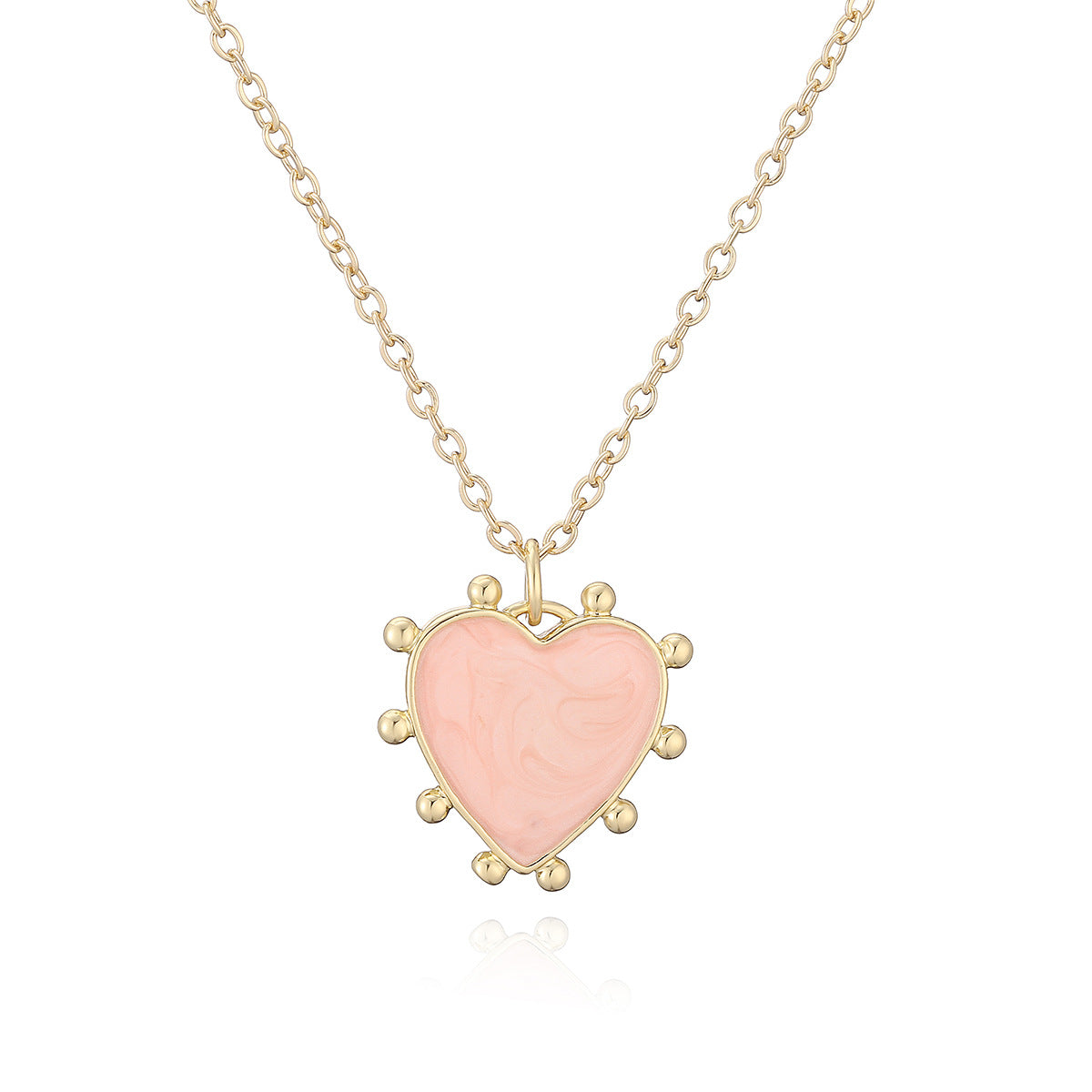 Minimalist 18K Gold Plated Brass Drip Oil Heart Pendant Necklace for Women