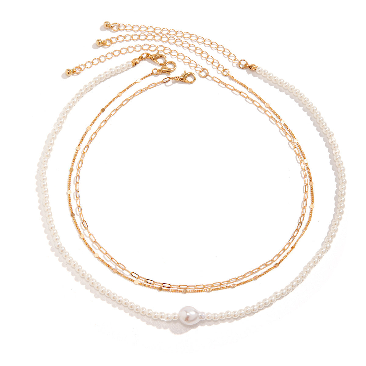 Minimalist Heart and Geometric Shape Alloy Necklace for Women with Plated Finish and Multi-Layer Chain Design