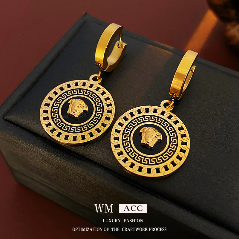 Vintage Floral and Teardrop Shaped Copper Earrings with 925 Silver Posts, Electroplated Finish, Elegant Court-Inspired Retro Ear Jewelry for Women