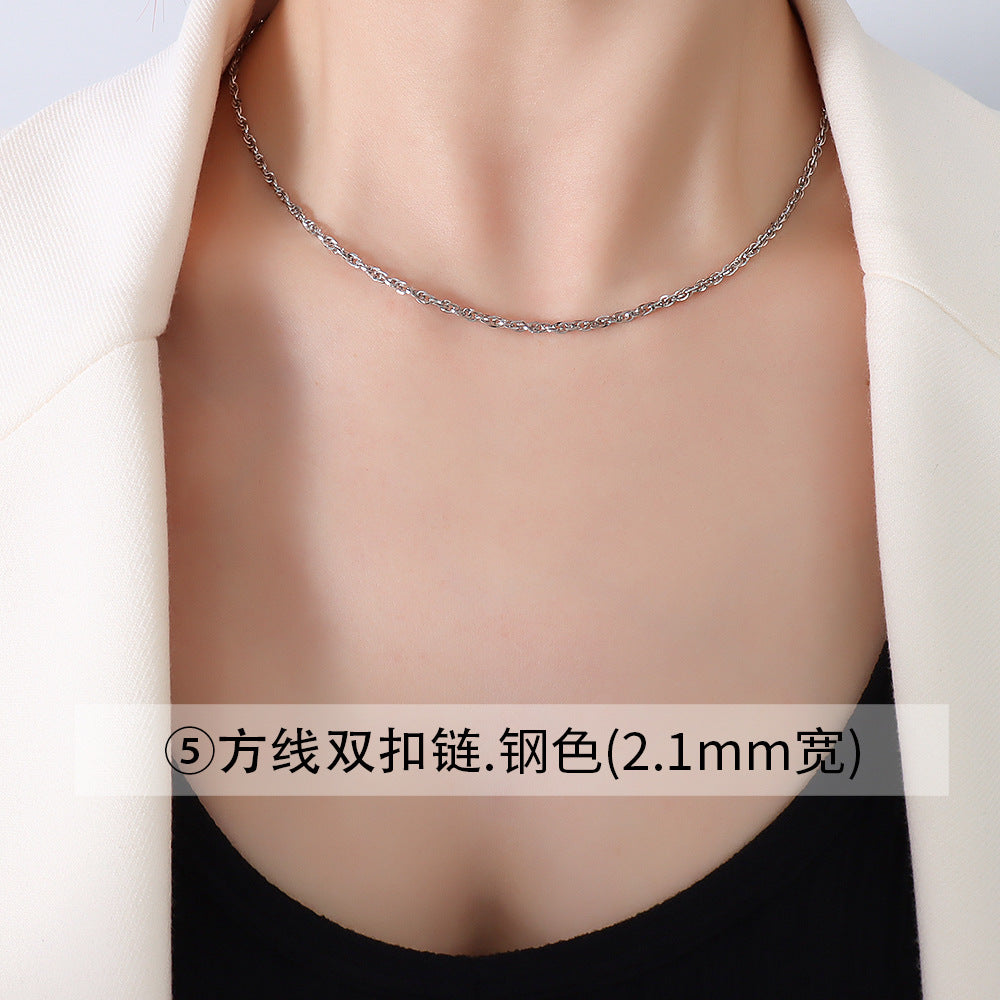 Collana da donna con catena a maglia O-ring placcata in oro 18 carati in acciaio al titanio geometrico minimalista