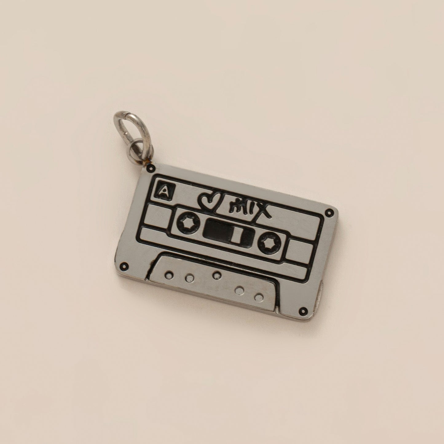 Plated Stainless Steel Necklace with Rhinestone and Gemstone Accents Featuring Cassette, Cake, Cloud, Shoe, Fries, and Headphone Charms