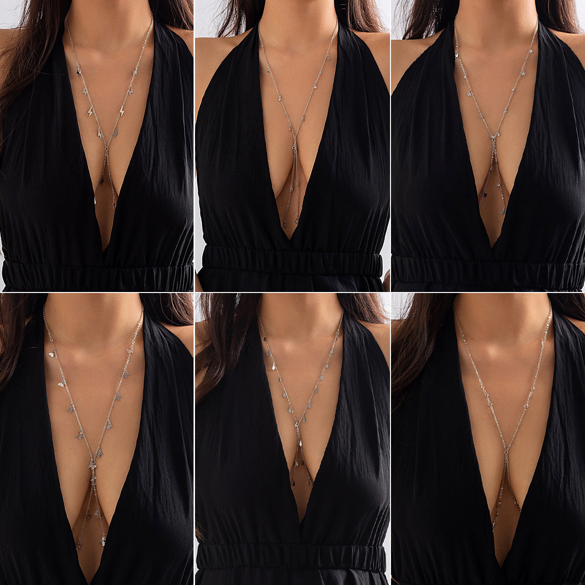 Casual Butterfly Teardrop Rhinestone Plated Brass Body Chain for Women