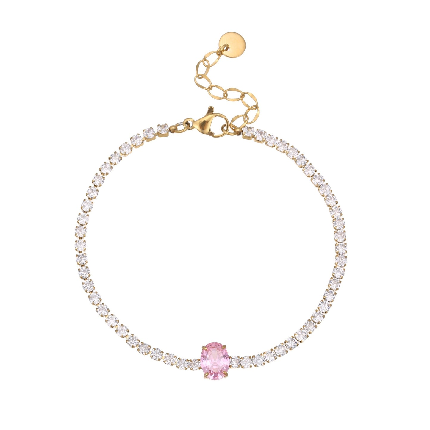 Fashionable Geometric Titanium Steel Bracelet with Zircon Inlay, Electroplated Stainless Steel Luxury Women's Hand Jewelry