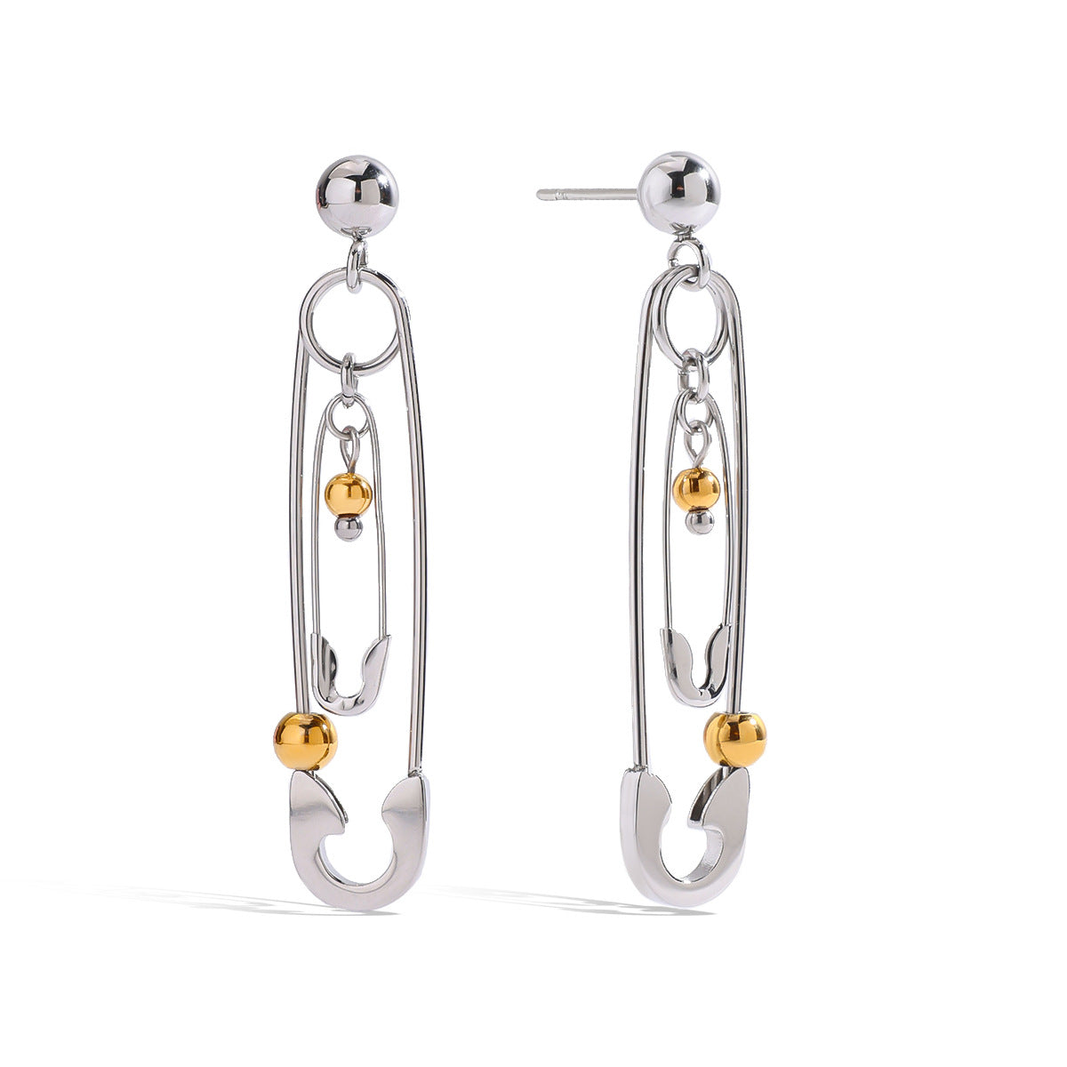 Minimalist Geometric Paperclip Stainless Steel Earrings Titanium Steel Post Gold Plated Jewelry for Women
