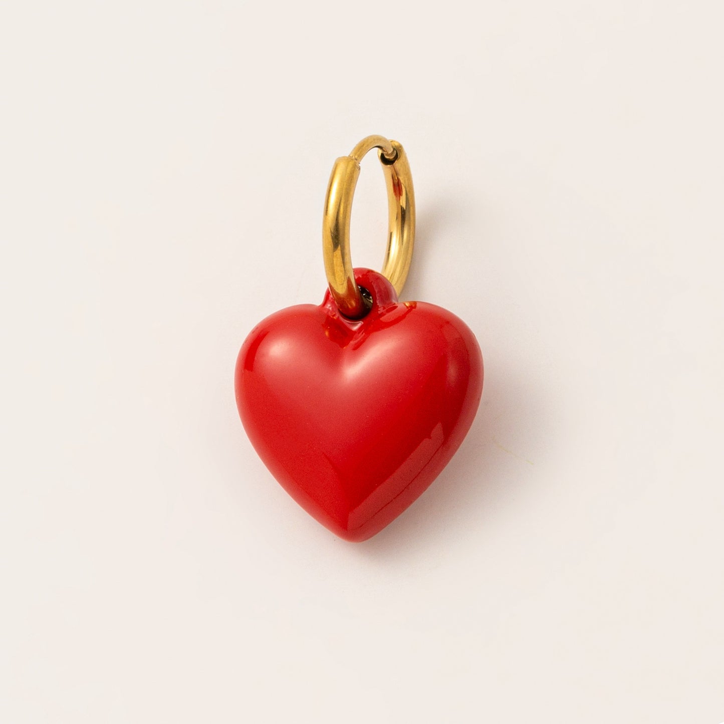 Red Drip Oil Heart Stainless Steel Charm Bar DIY Pendant
