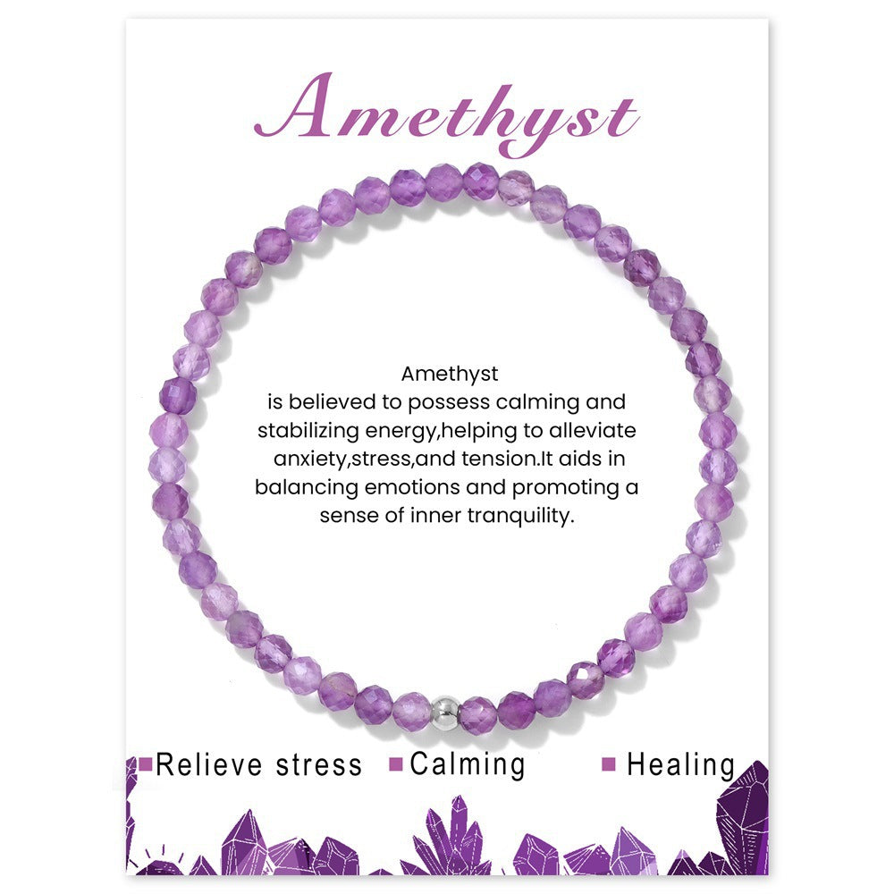 Geometric Natural Crystal Beaded Bracelet Set with Stainless Steel Silver Beads
