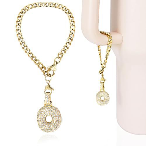 Cubic Zirconia Inlaid Brass Letter Charm Bar with Plated Finish